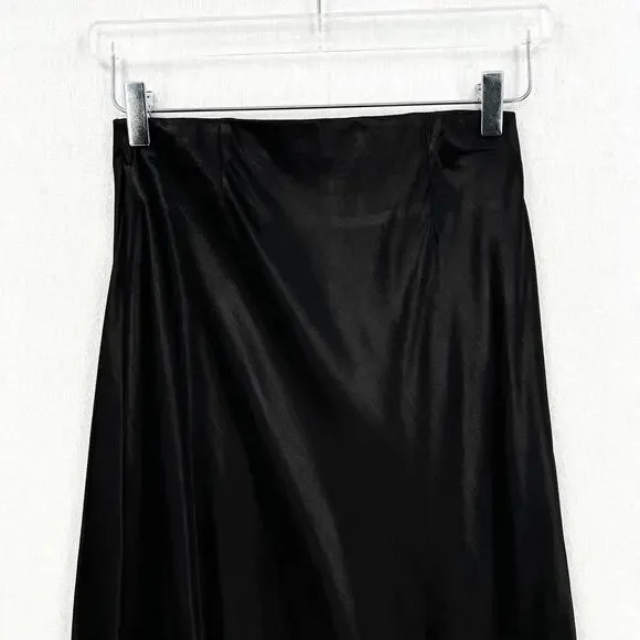 ENZA COSTA Satin Bias Cut Skirt Womens Small 1 Black Midi Pull on Slip Maxi NWOT - Picture 7 of 16